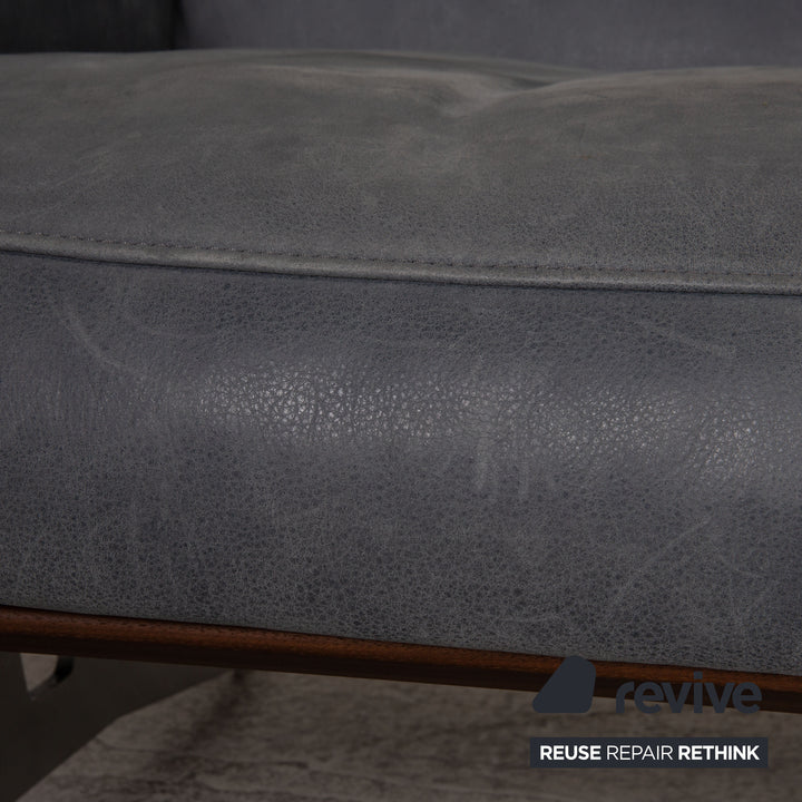 Koinor Hiero 3 Seater Leather Gray Blue Sofa Couch