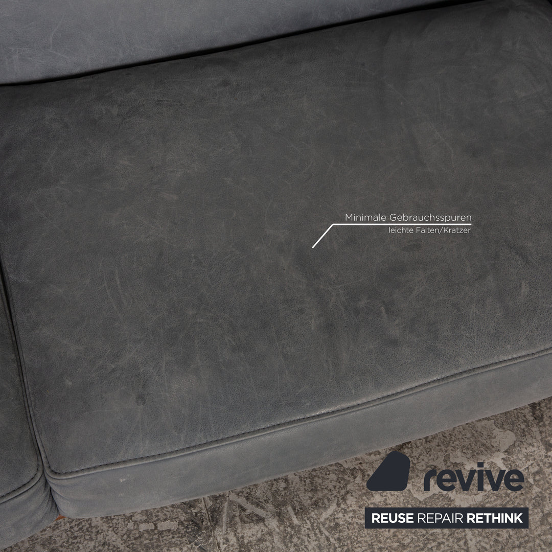 Koinor Hiero 3 Seater Leather Gray Blue Sofa Couch