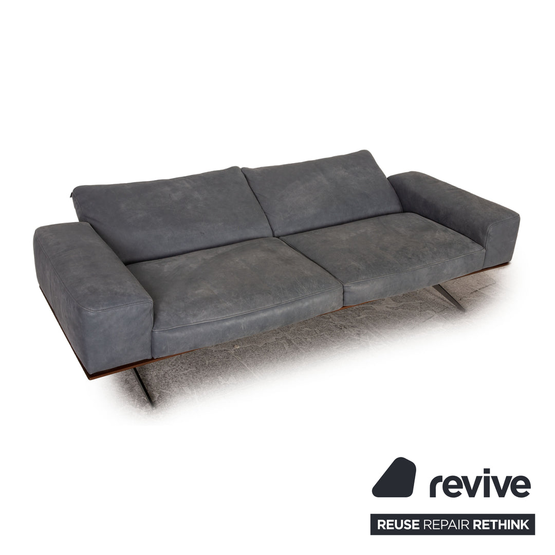 Koinor Hiero 3 Seater Leather Gray Blue Sofa Couch