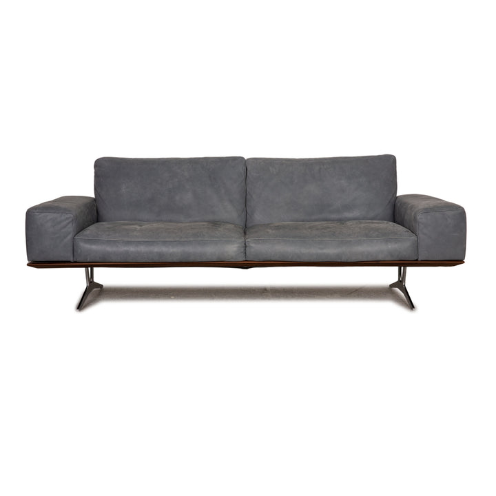 Koinor Hiero 3 Seater Leather Gray Blue Sofa Couch