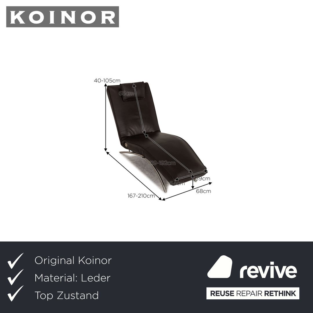 Koinor Jonas Leather Lounger Dark Brown Sofa Couch Electric Feature