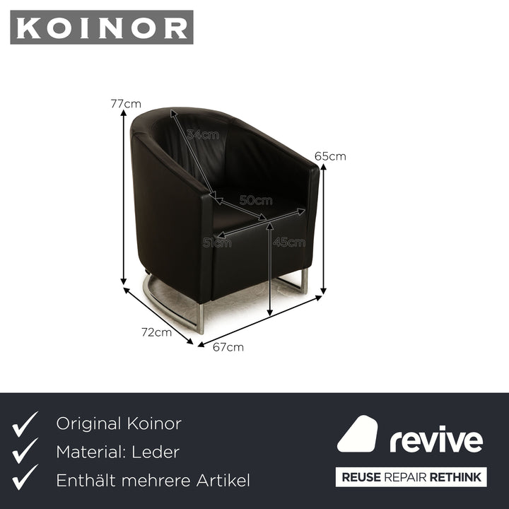 Koinor Junior Leder Sessel Garnitur Schwarz