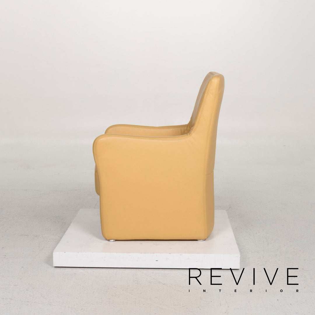 Ensemble de fauteuils en cuir Koinor jaune 2x fauteuils 1x tabouret #13049