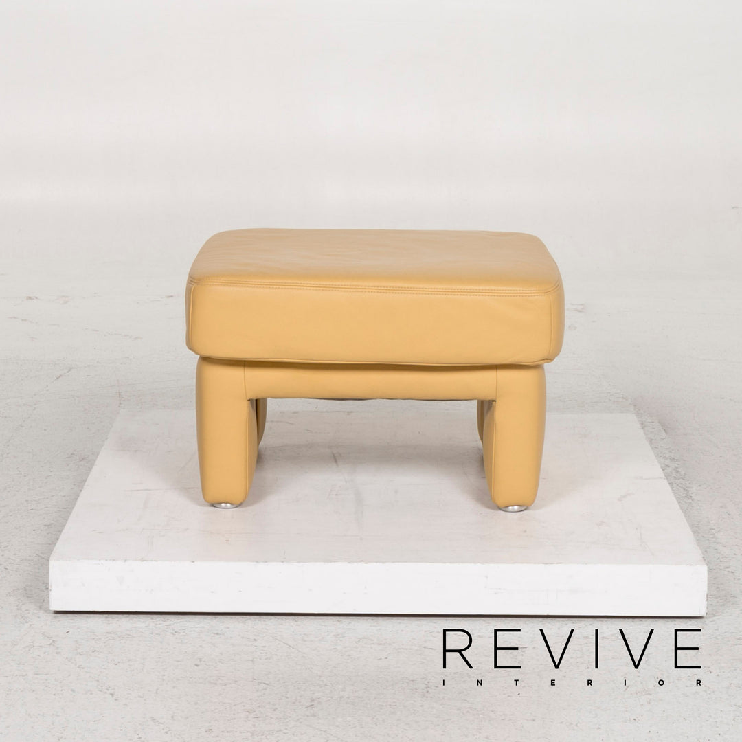 Ensemble de fauteuils en cuir Koinor jaune 2x fauteuils 1x tabouret #13049