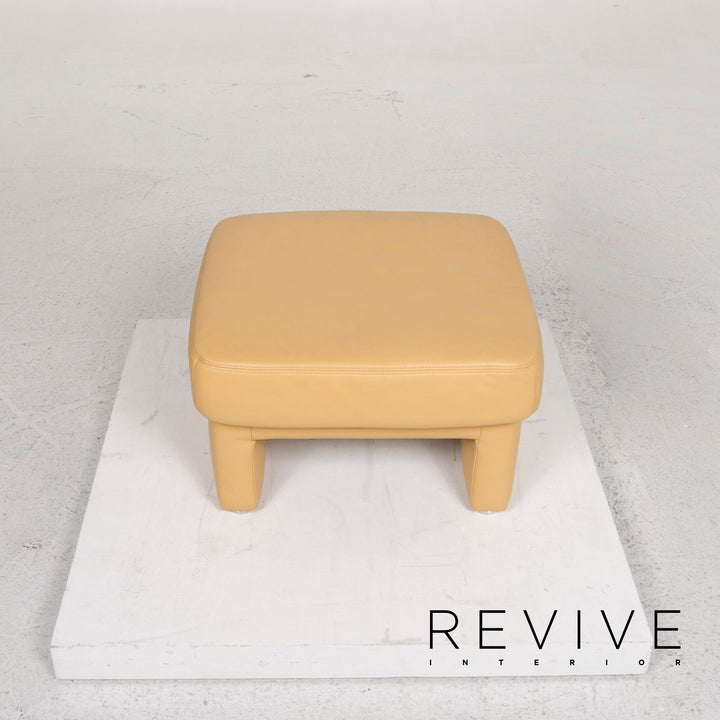 Ensemble de fauteuils en cuir Koinor jaune 2x fauteuils 1x tabouret #13049