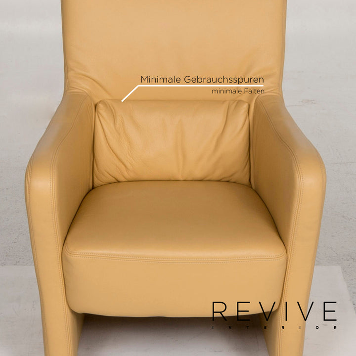 Ensemble de fauteuils en cuir Koinor jaune 2x fauteuils 1x tabouret #13049