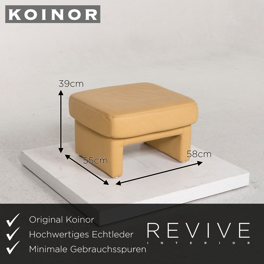 Ensemble de fauteuils en cuir Koinor jaune 2x fauteuils 1x tabouret #13049
