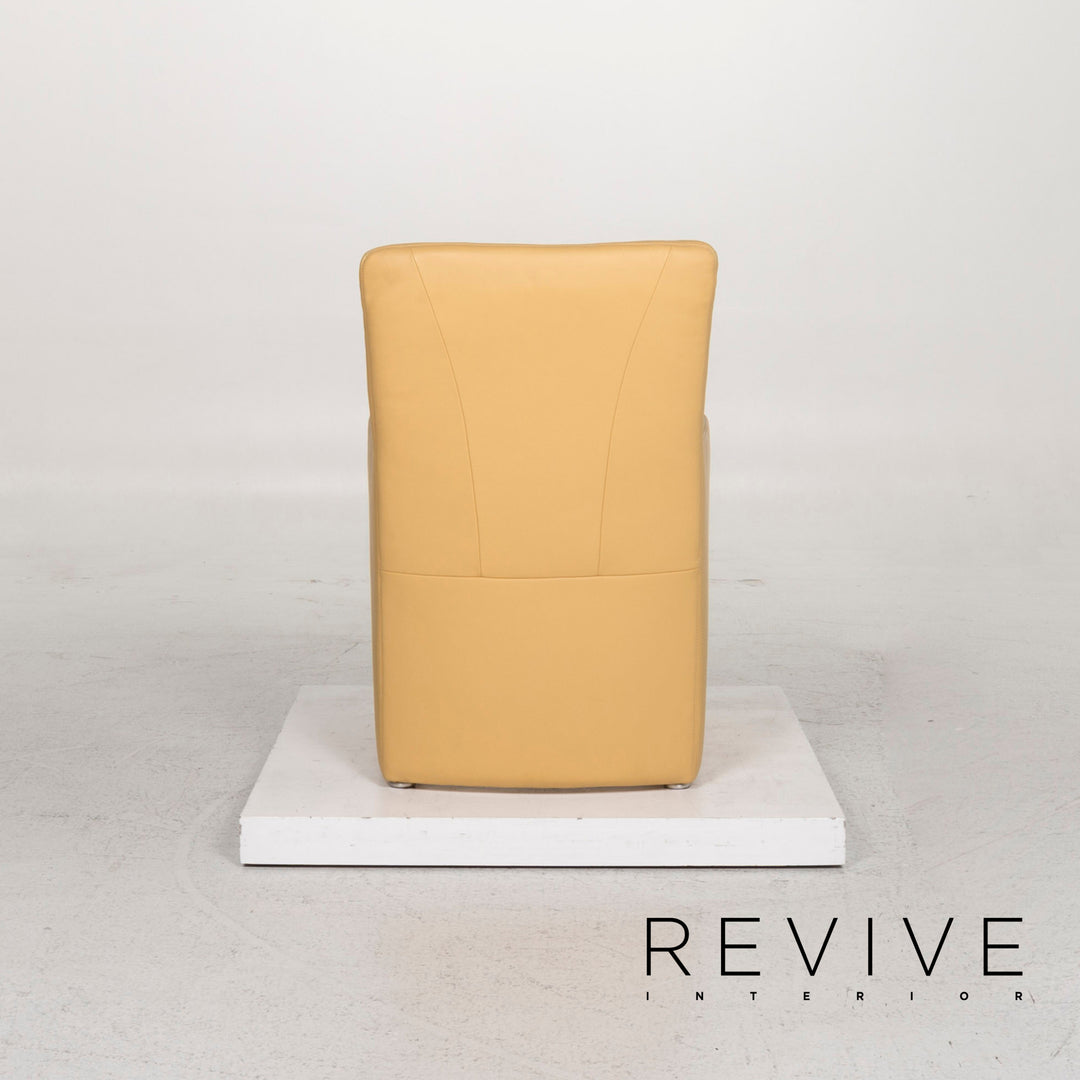Ensemble de fauteuils en cuir Koinor jaune 2x fauteuils 1x tabouret #13049