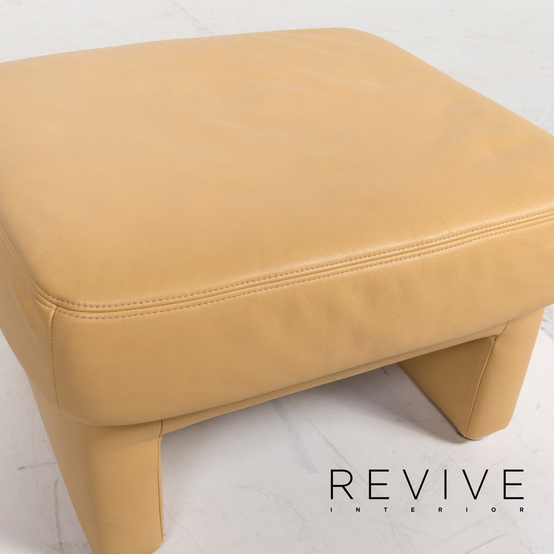 Ensemble de fauteuils en cuir Koinor jaune 2x fauteuils 1x tabouret #13049
