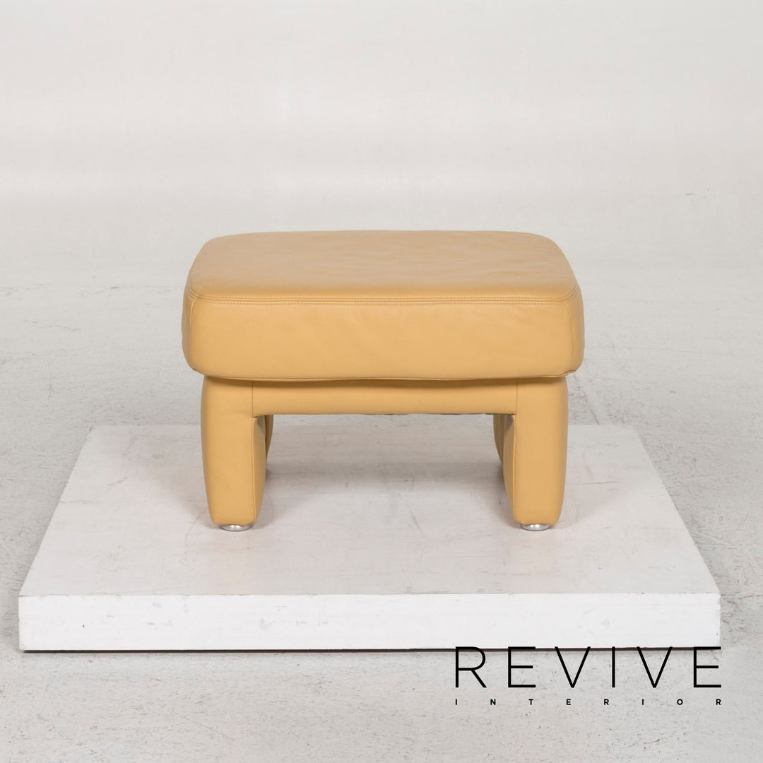 Ensemble de fauteuils en cuir Koinor jaune 2x fauteuils 1x tabouret #13049