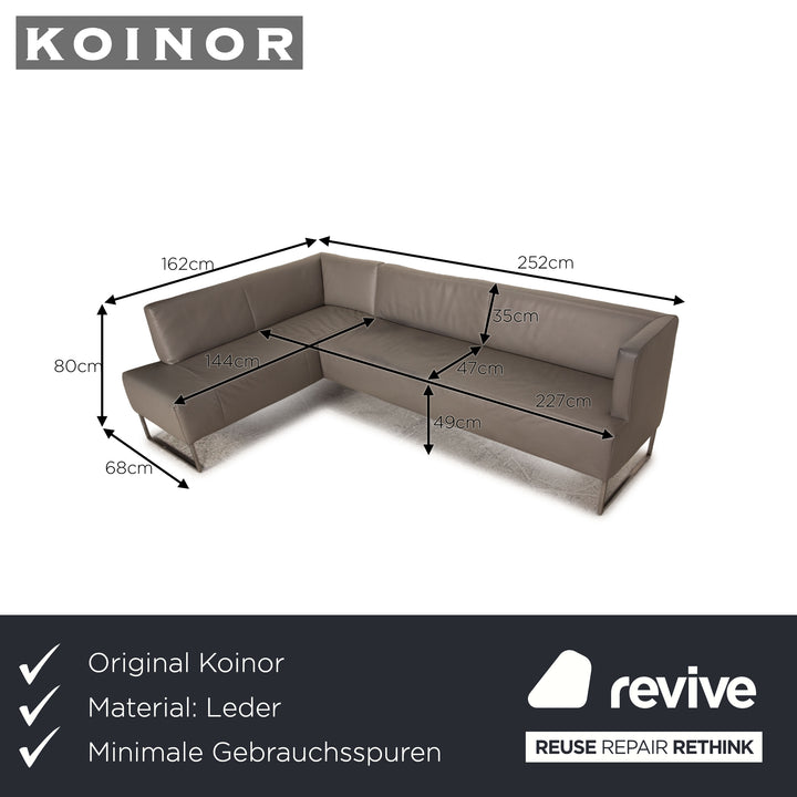 Koinor Leder Sofa Grau Ecksofa Couch