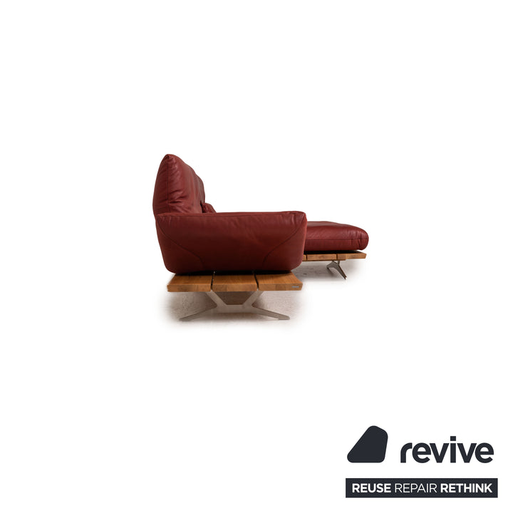 Koinor Marylin ensemble de canapé en cuir rouge canapé d'angle tabouret fonction de canapé