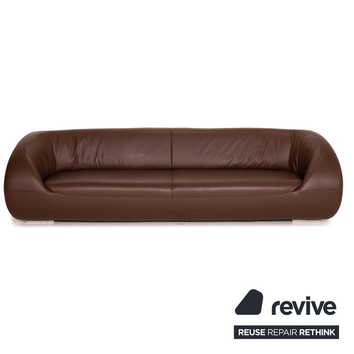 Canapé 4 places Koinor Pearl en cuir marron marron foncé