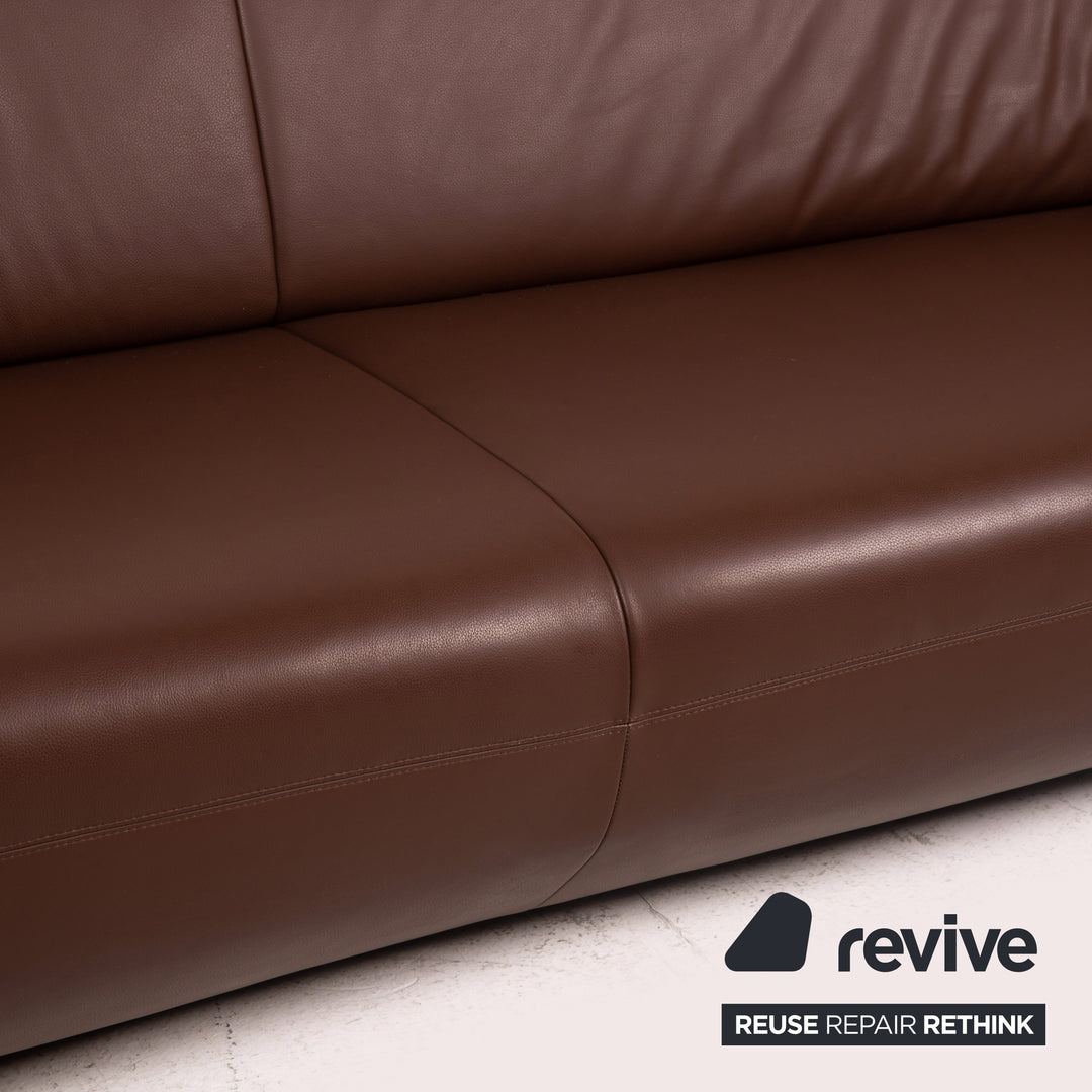Canapé 4 places Koinor Pearl en cuir marron marron foncé