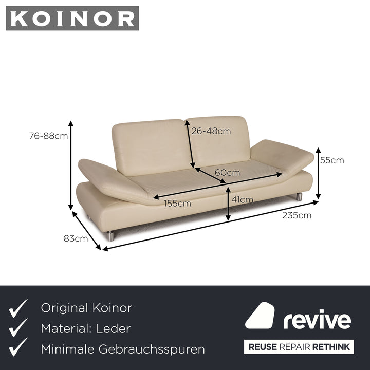 Koinor Rivoli Canapé en cuir crème trois places Fonction canapé