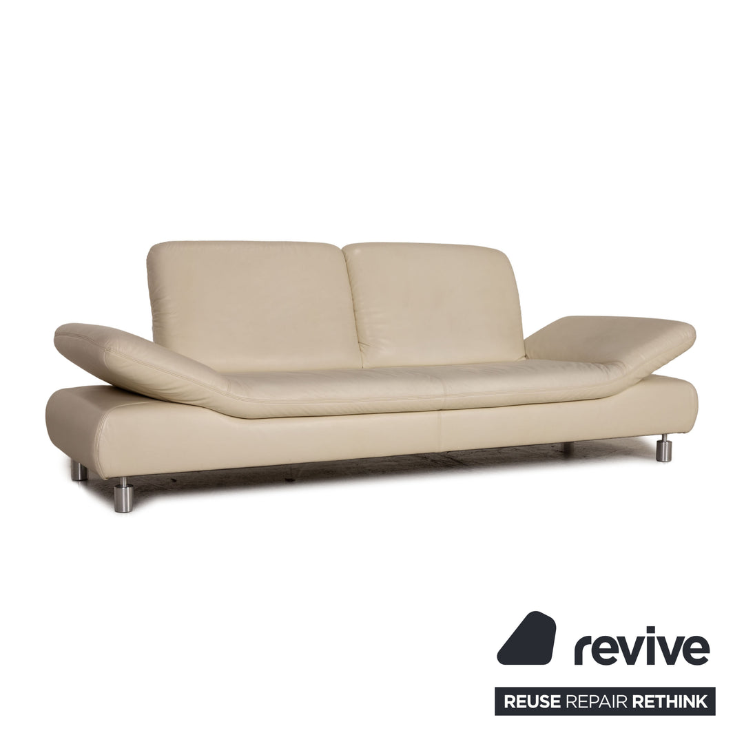 Koinor Rivoli Canapé en cuir crème trois places Fonction canapé
