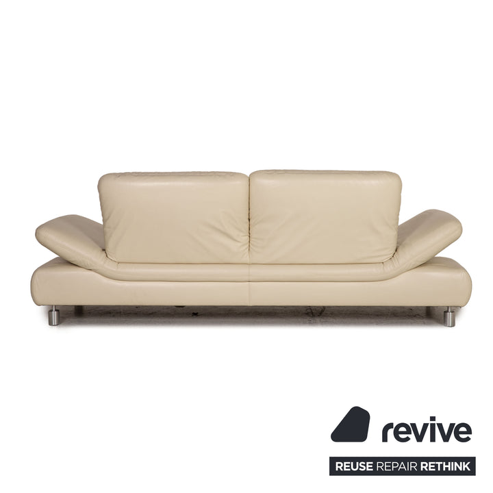 Koinor Rivoli Canapé en cuir crème trois places Fonction canapé