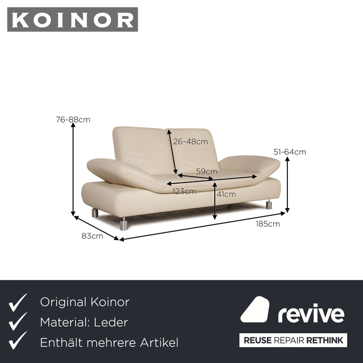 Koinor Rivoli ensemble de canapés en cuir crème 2x fonction canapé deux places