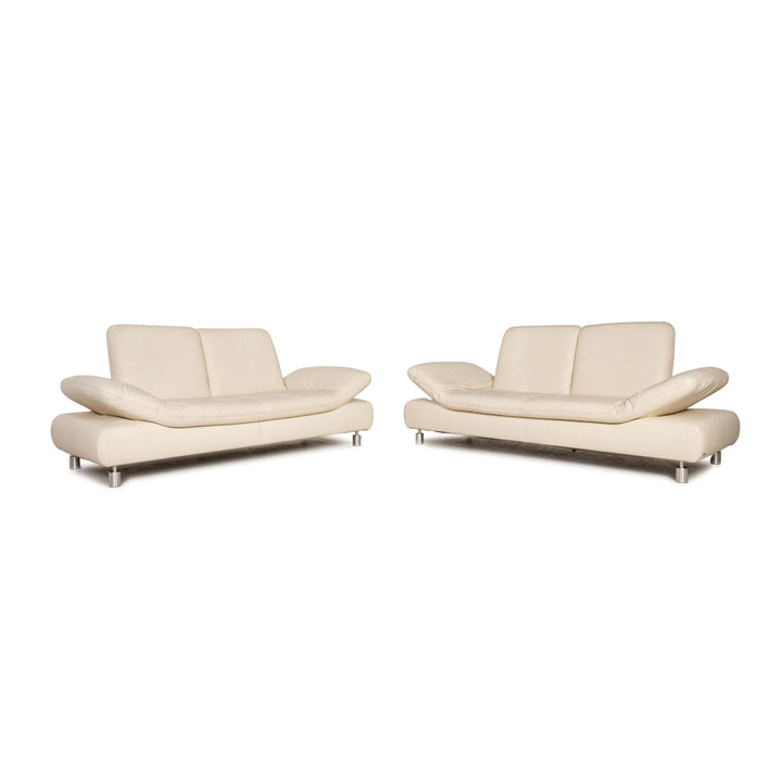 Koinor Rivoli ensemble de canapés en cuir crème 2x fonction canapé deux places