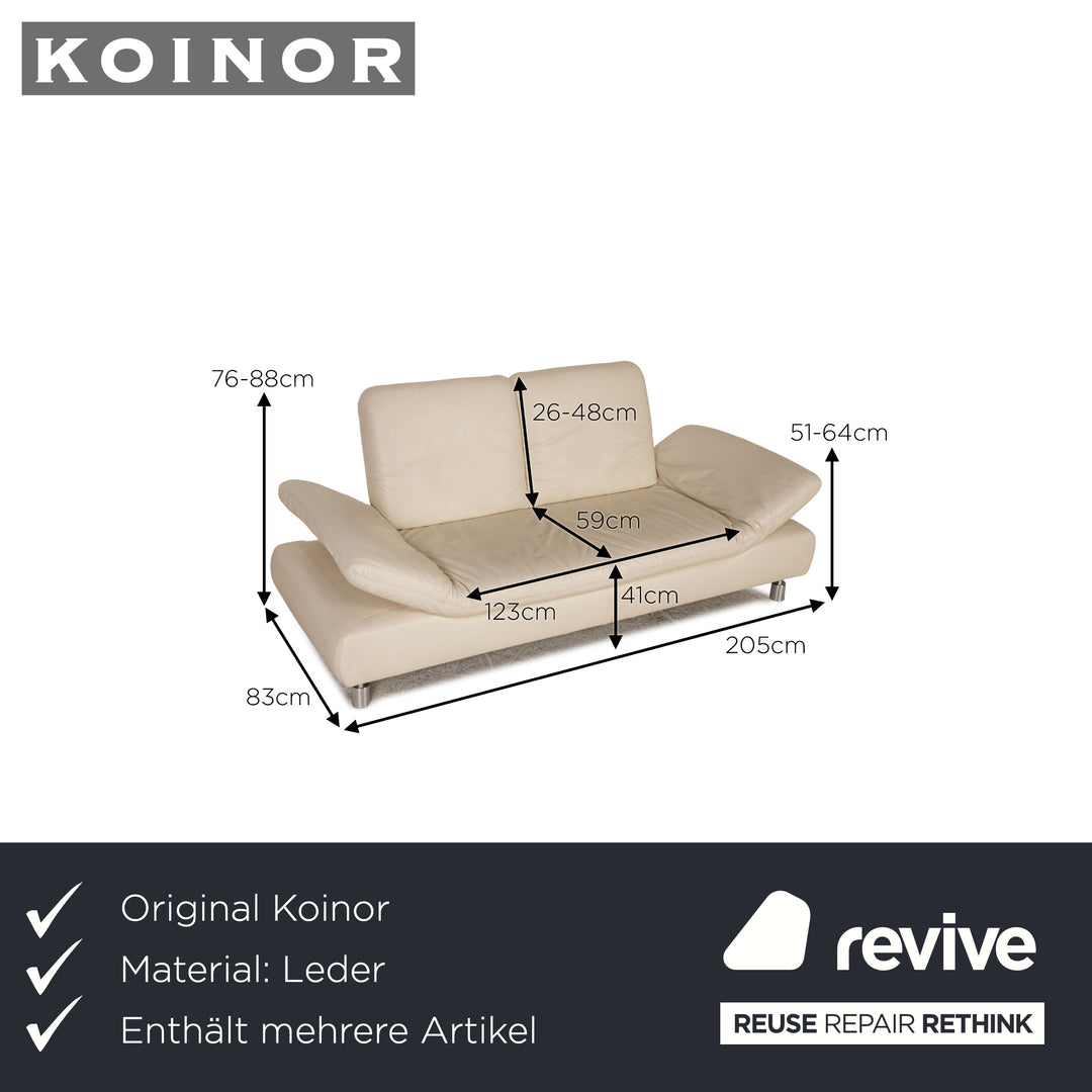 Koinor Rivoli ensemble de canapés en cuir crème 2x fonction canapé deux places