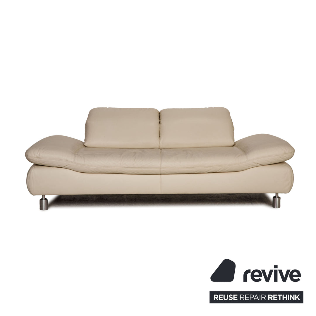Koinor Rivoli ensemble de canapés en cuir crème 2x fonction canapé deux places