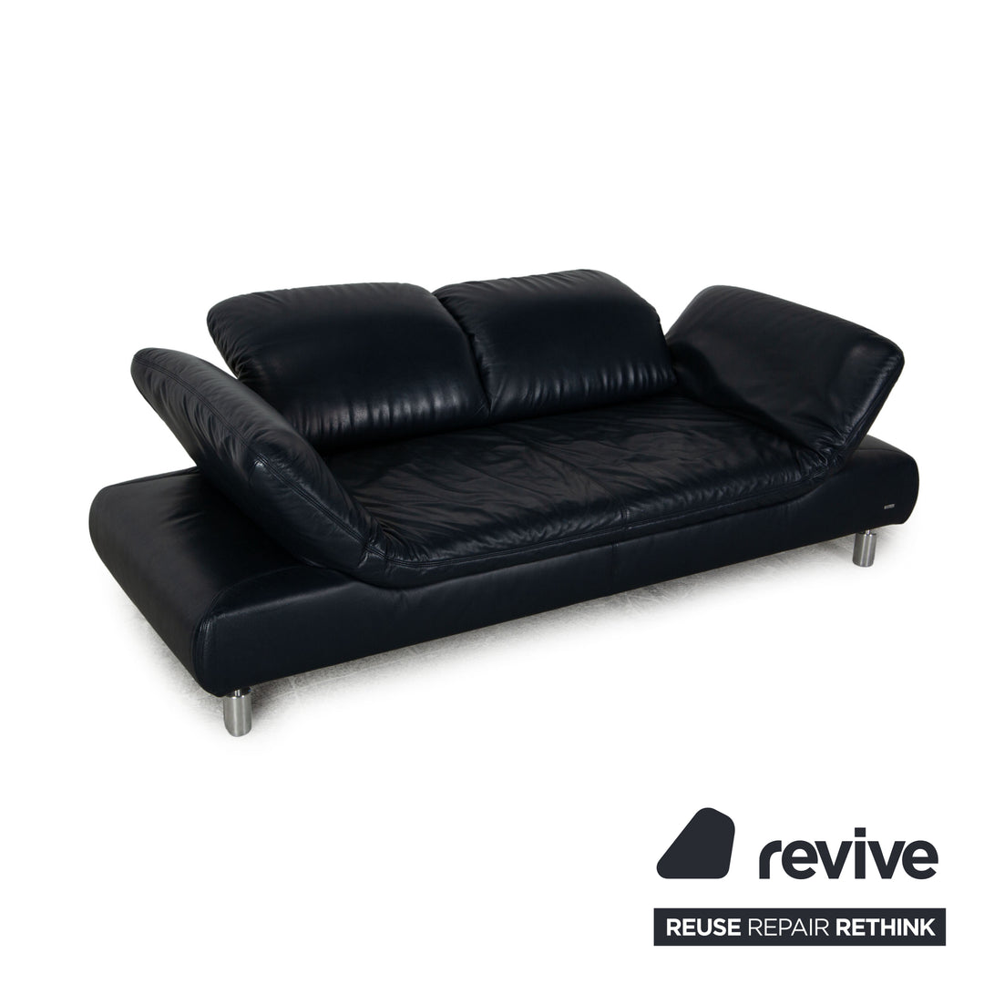 Koinor Rivoli Leather Sofa Set Dark Blue Three Seater Two Seater Armchair Feature