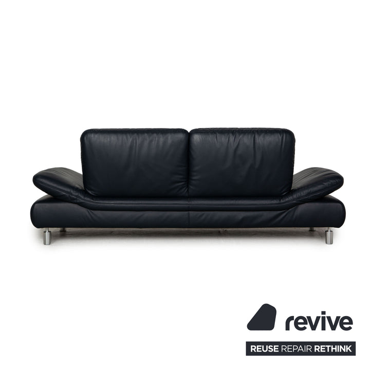 Koinor Rivoli Leather Sofa Set Dark Blue Three Seater Two Seater Armchair Feature