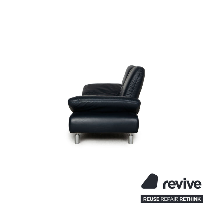 Koinor Rivoli Leather Sofa Set Dark Blue Three Seater Two Seater Armchair Feature