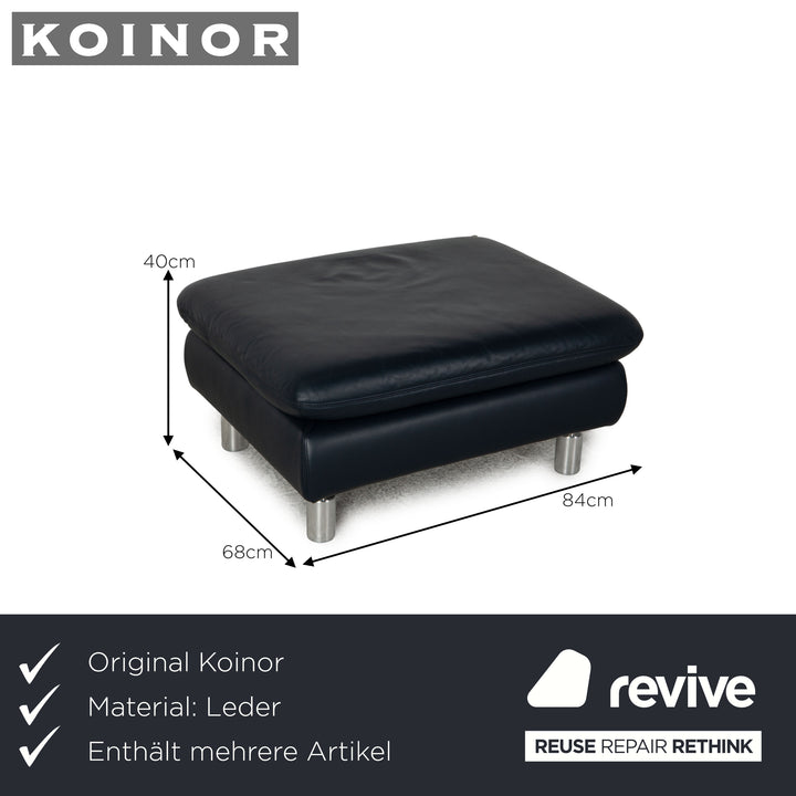 Koinor Rivoli Leather Sofa Set Dark Blue Three Seater Two Seater Armchair Feature