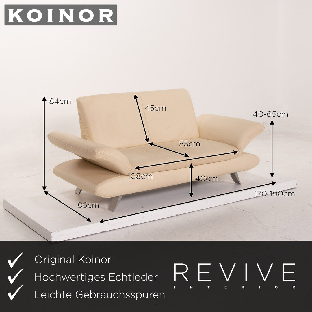 Koinor Rossini leather sofa cream three seater function couch