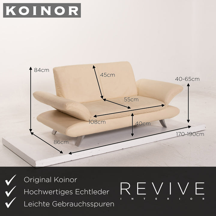 Koinor Rossini leather sofa cream three seater function couch