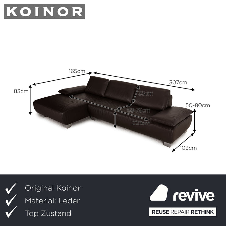 Koinor Volare Leather Corner Sofa Brown Sofa Couch Function