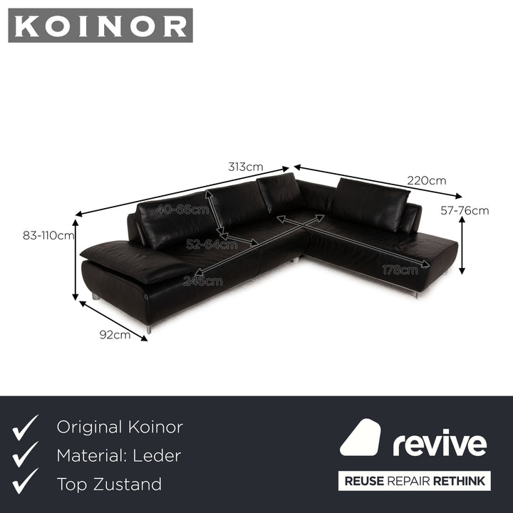 Koinor Volare Leather Corner Sofa Black Sofa Couch Function