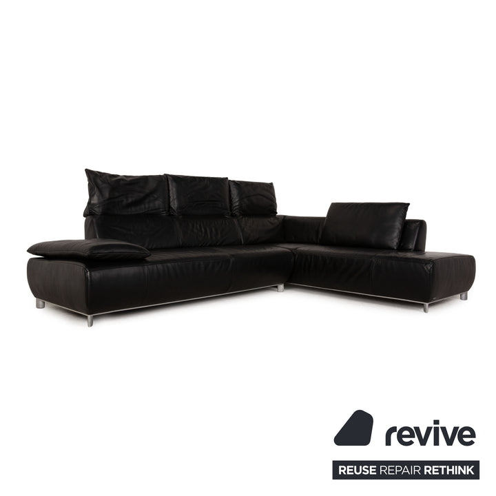 Koinor Volare Leather Corner Sofa Black Sofa Couch Function