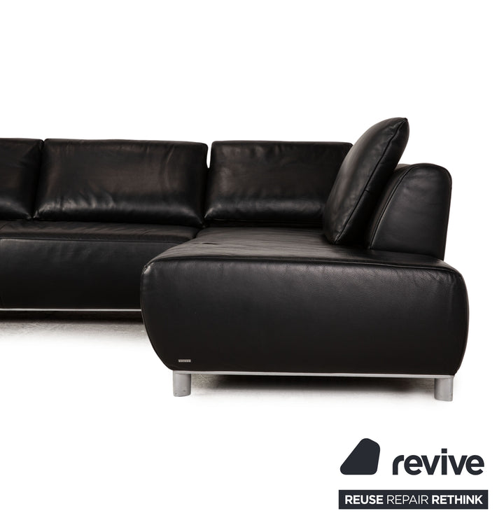 Koinor Volare Leather Corner Sofa Black Sofa Couch Function