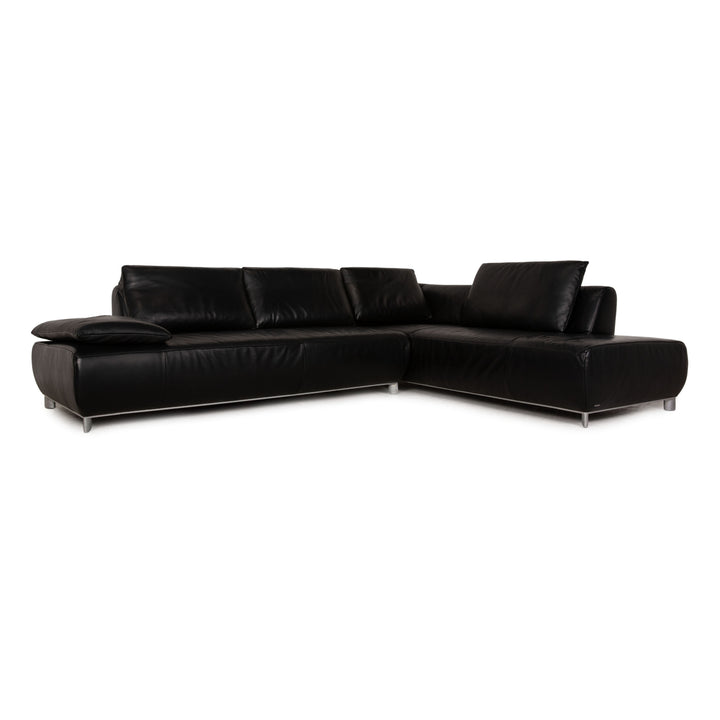 Koinor Volare Leather Corner Sofa Black Sofa Couch Function