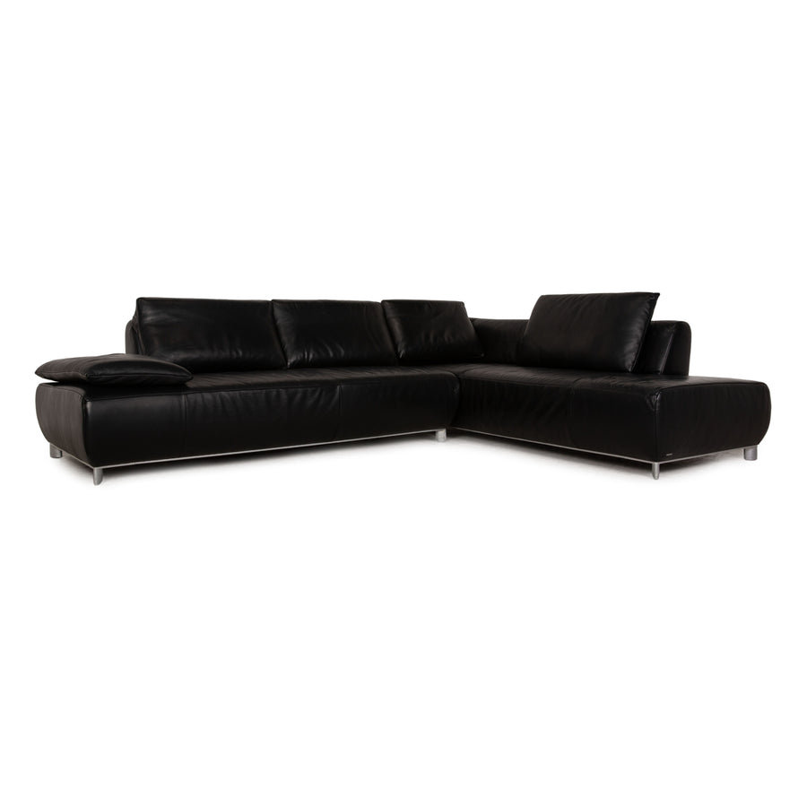 Koinor Volare Leather Corner Sofa Black Sofa Couch Function