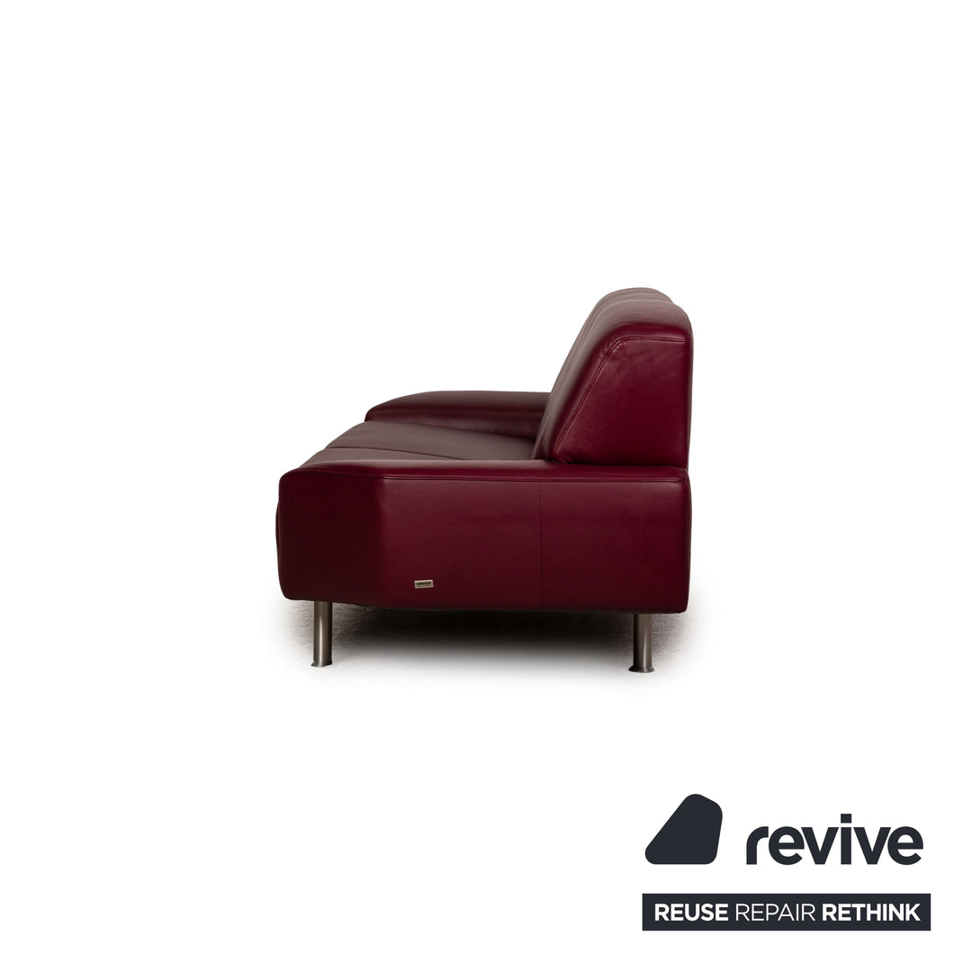 Laauser Dreisitzer Leder Sofa Rot Couch