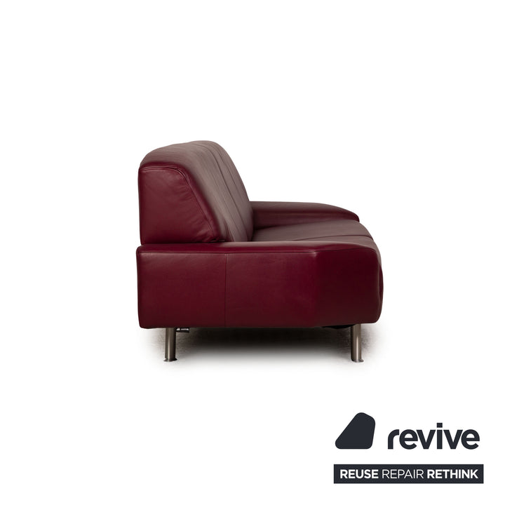 Laauser Dreisitzer Leder Sofa Rot Couch