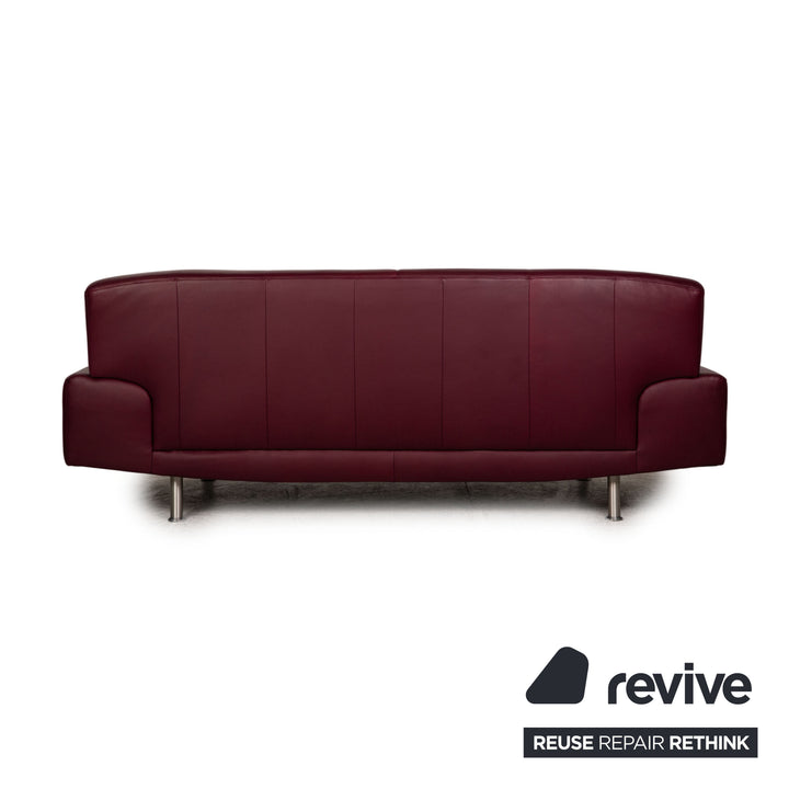 Laauser Dreisitzer Leder Sofa Rot Couch