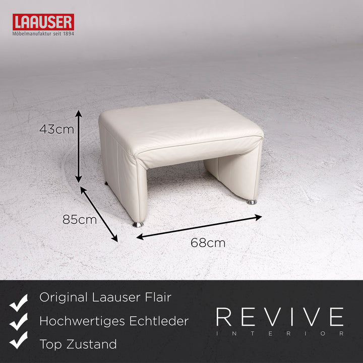 Ensemble de canapés design Laauser Flair en cuir gris blanc 1x trois places, 1x deux places, 1x fauteuil, 1x tabouret #9542