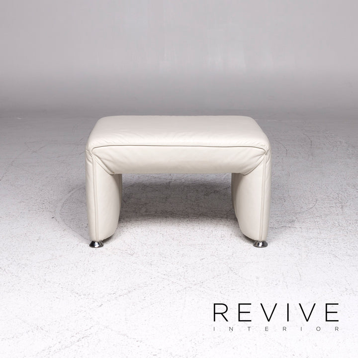 Ensemble de canapés design Laauser Flair en cuir gris blanc 1x trois places, 1x deux places, 1x fauteuil, 1x tabouret #9542