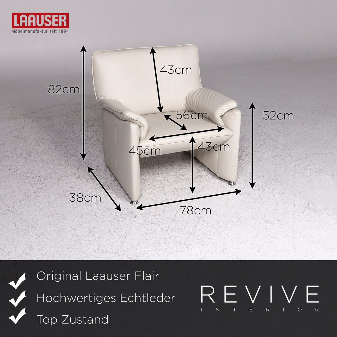 Ensemble de canapés design Laauser Flair en cuir gris blanc 1x trois places, 1x deux places, 1x fauteuil, 1x tabouret #9542