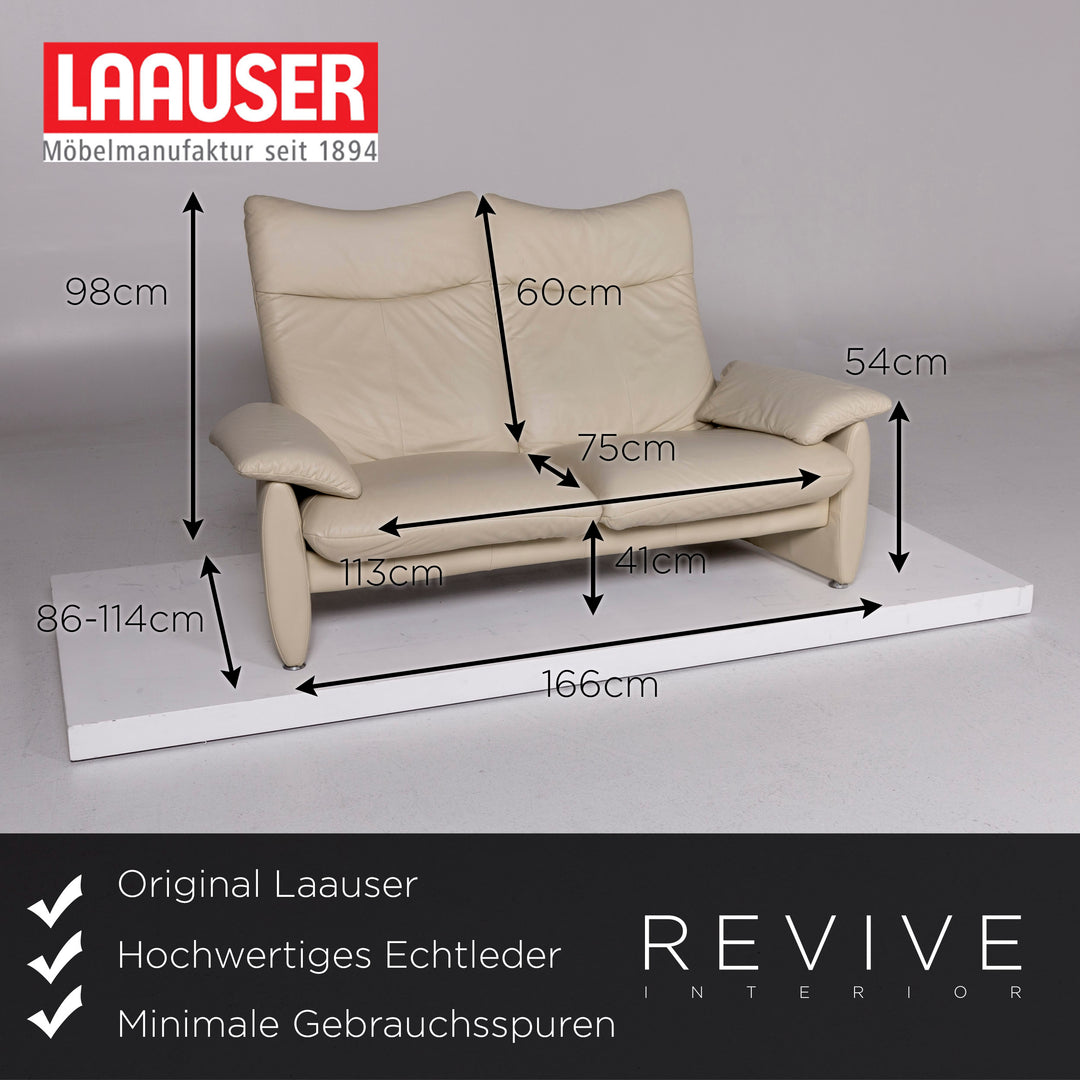 Laauser ensemble canapé cuir crème 1x trois places 1x fonction relaxation deux places fonction #11049