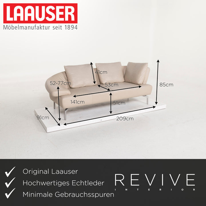 Laauser Leder Sofa Grau Dreisitzer #12767