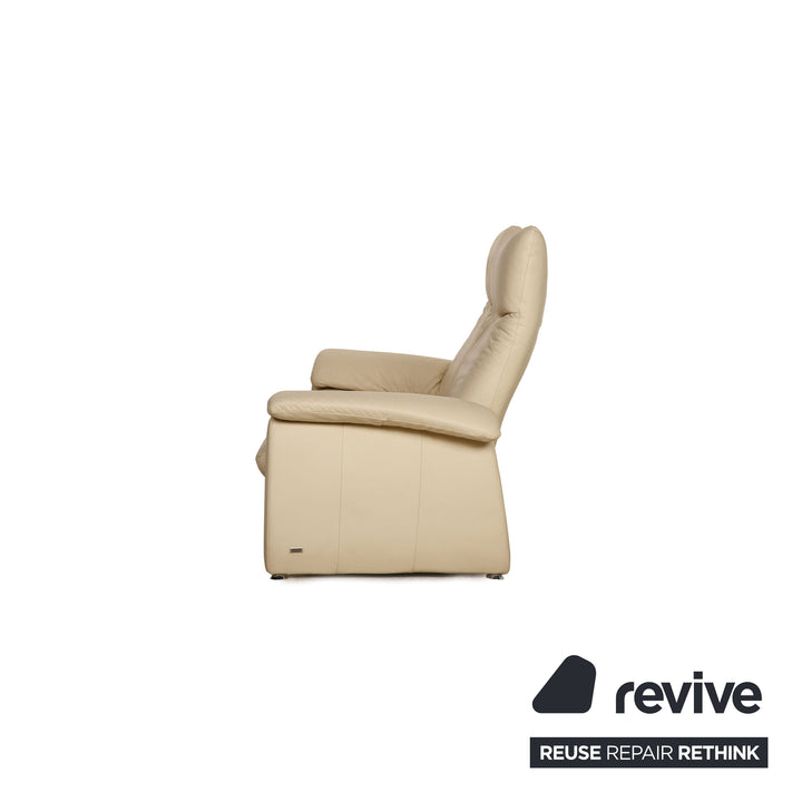 Laaus leather two-seater cream sofa couch