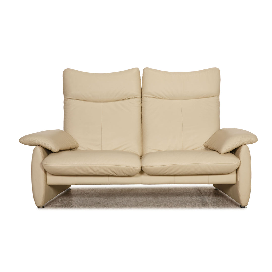 Laaus leather two-seater cream sofa couch