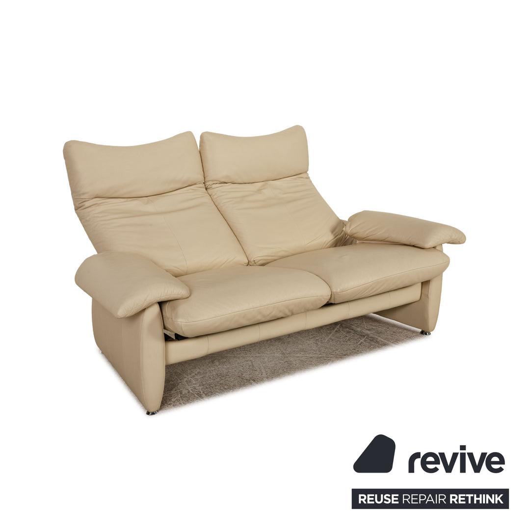 Laaus leather two-seater cream sofa couch