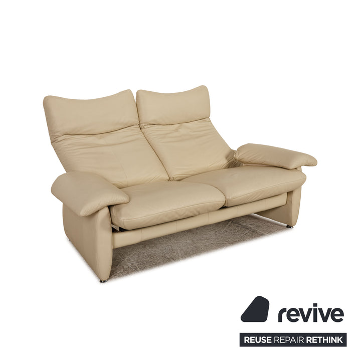 Laaus leather two-seater cream sofa couch