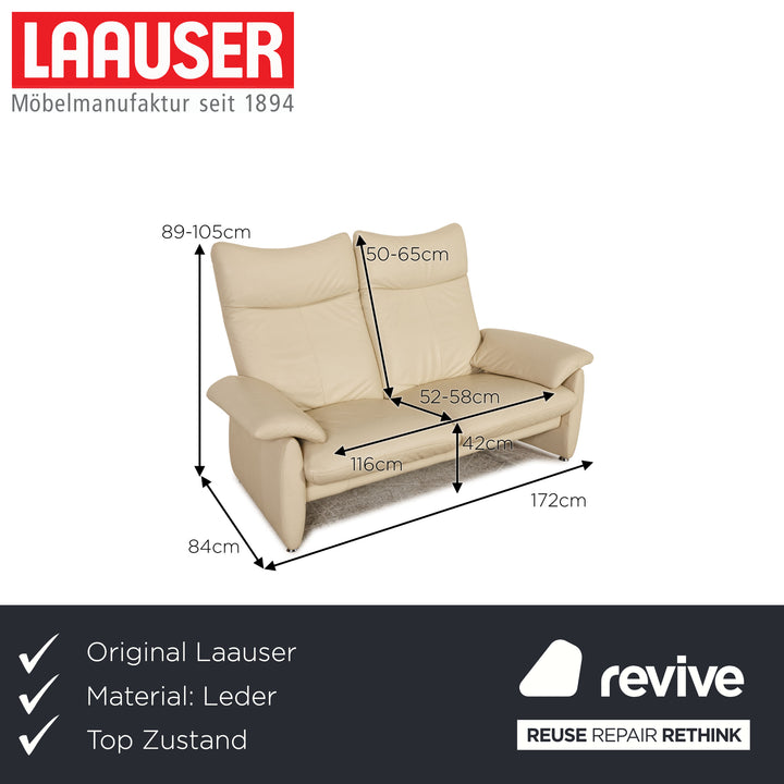 Laaus leather two-seater cream sofa couch